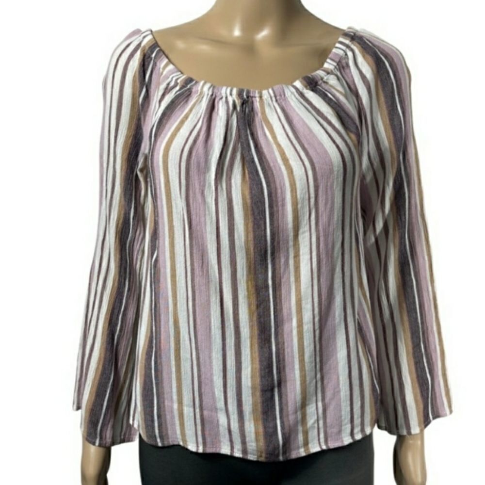 Aeropostale Pink and White Long sleeve Blouse